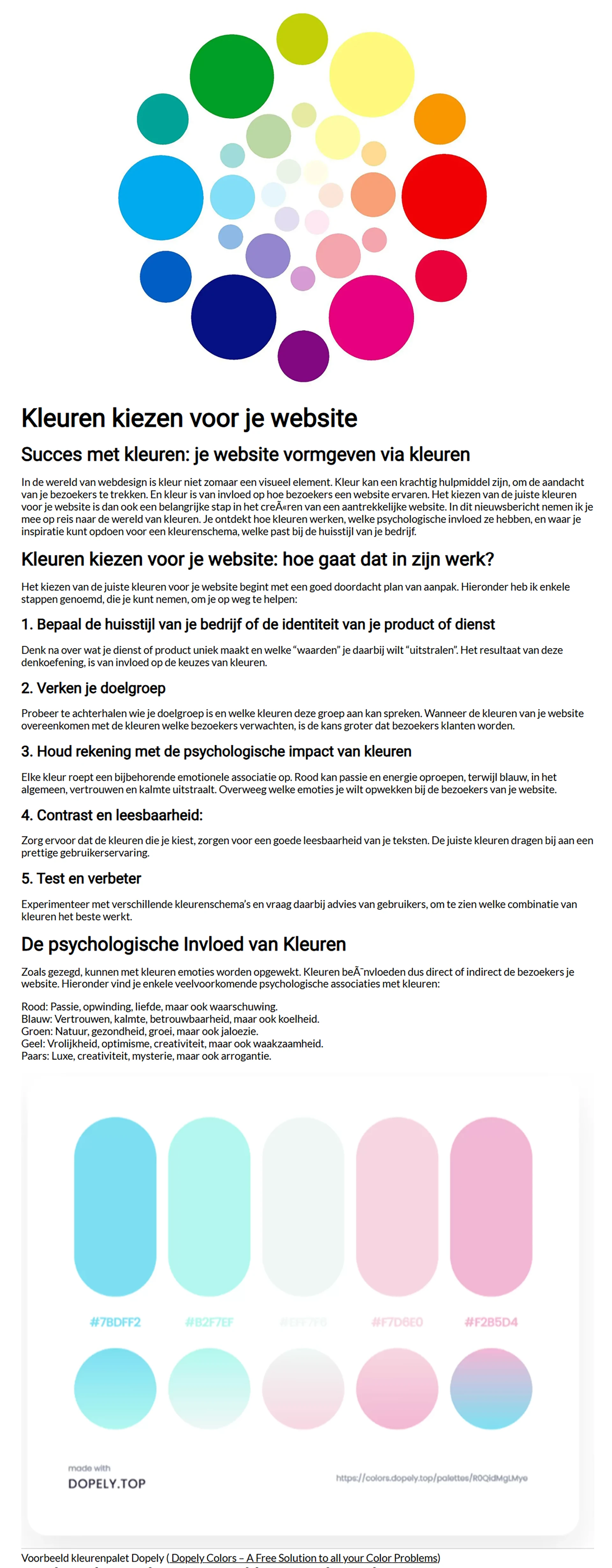Uitgelichte afbeelding blog "Kleuren kiezen voor je website"